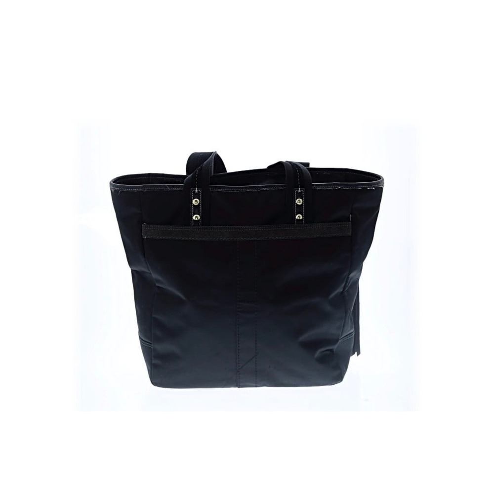 Coach Blk Nylon Tote Shoulder Bag Front Zip Pocket Gold Hardware 10385 Y2K Tote - Picture 3 of 3